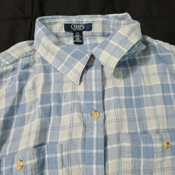 Chaps Women's Button Up Multicolor Size Large 100% Cotton Long Sleeve Pockets - Picture 10 of 12